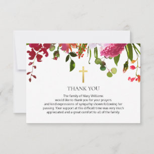 Wildflower Christian Memorial Funeral Thank You Card