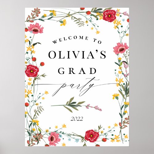 Wildflower Class of 2021 Graduation Party Welcome Poster