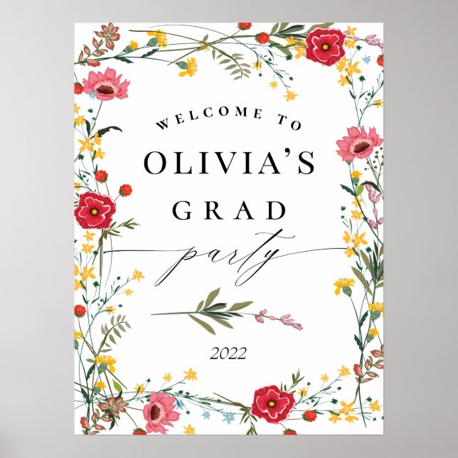Wildflower Class of 2021 Graduation Party Welcome Poster (Front)