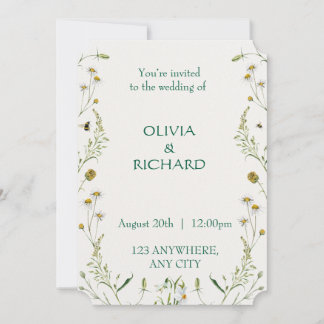 Wildflower classic floral Minimalist Invitations