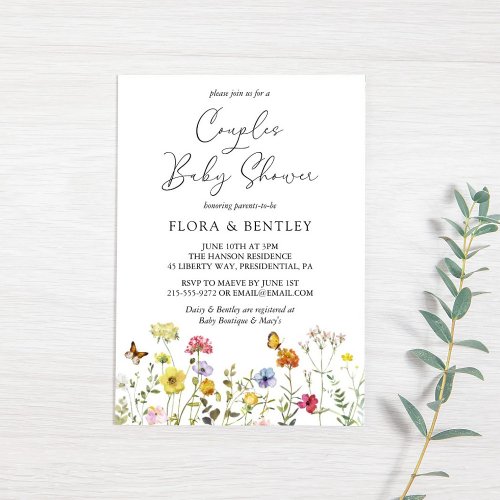 Wildflower Colorful Botanical Couples Baby Shower  Invitation
