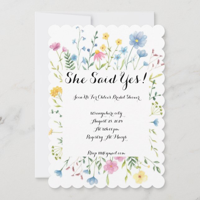 WILDFLOWER COLORFUL BRIDAL SHOWER INVITATION (Front)