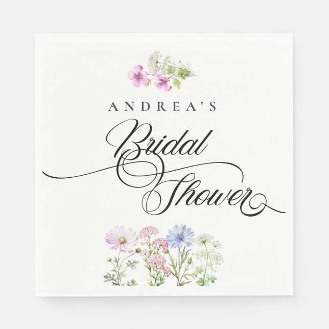  Wildflower Colorful Floral Bridal Shower Napkins (Front)