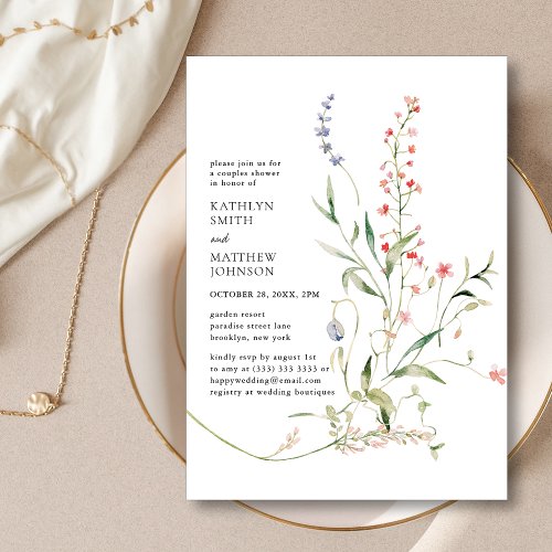 Wildflower Colorful Floral Garden Couples Shower Invitation