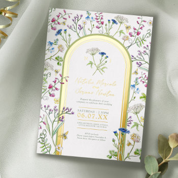 Wildflower Colorful Floral Watercolor Art Wedding Foil Invitation by mylittleedenweddings at Zazzle
