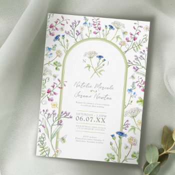 Wildflower Colorful Floral Watercolor Art Wedding Invitation by mylittleedenweddings at Zazzle