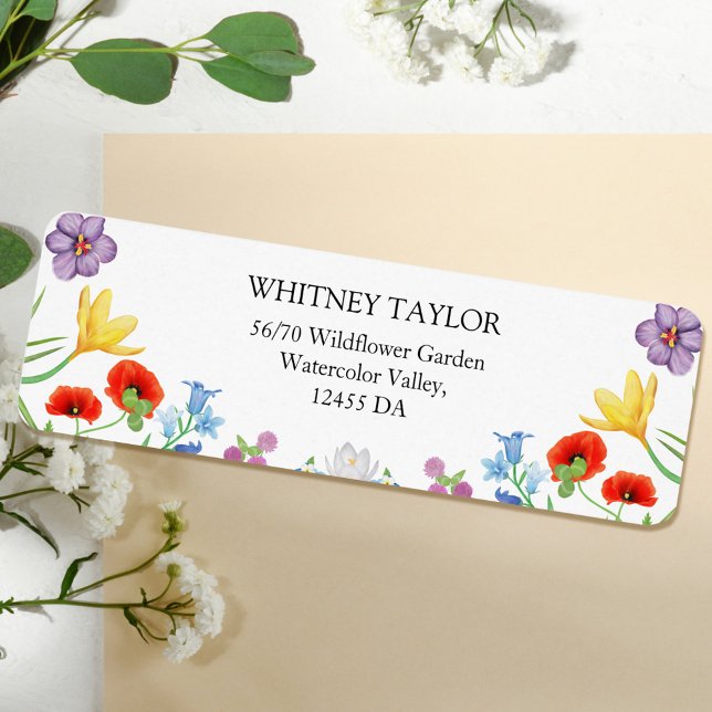 Wildflower Colorful Floral White Wedding Address Label (Wildflower Colorful Floral White Wedding Addres Label)