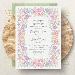Wildflower Colorful Garden Wedding Invitation