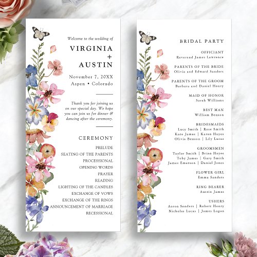 Wildflower Colorful Wedding Program