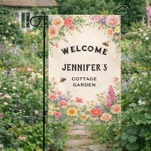 Wildflower cottage garden welcome garden flag (Wildflower cottage garden welcome garden flag. Beautiful flag for your open garden.
)