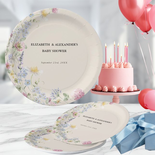 Wildflower Couples Baby Shower  Paper Plates (Creator Uploaded)