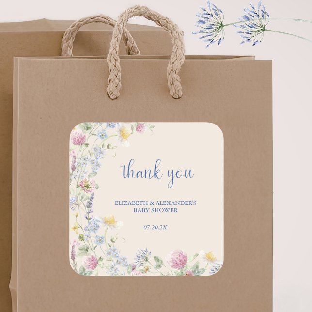 Wildflower Couples Baby Shower Square Sticker (Creator Uploaded)