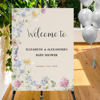 Wildflower Couples Baby Shower Welcome Sign