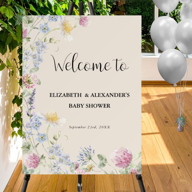 Wildflower Couples Baby Shower Welcome Sign (Creator Uploaded)