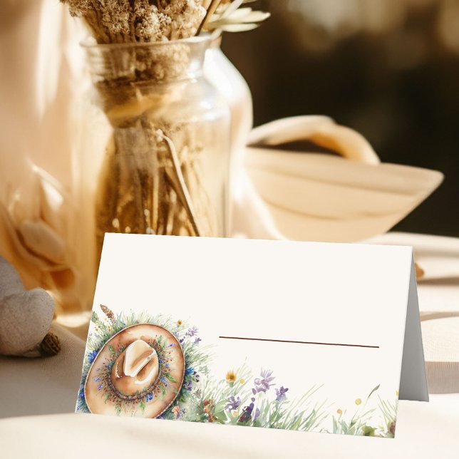 Wildflower Cowgirl Hat Rustic Floral Place Card (Table Place Card from my Wildflower Cowgirl Hat Quinceanera Collection
)