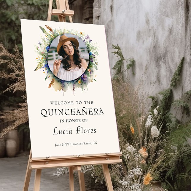Wildflower Cowgirl Photo Quinceanera Welcome Foam Board (Photo Welcome Sign from my Wildflower Cowgirl Hat Quinceanera Collection)