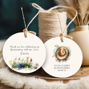 Wildflower Cowgirl Rustic Floral Quinceanera Favor Tags