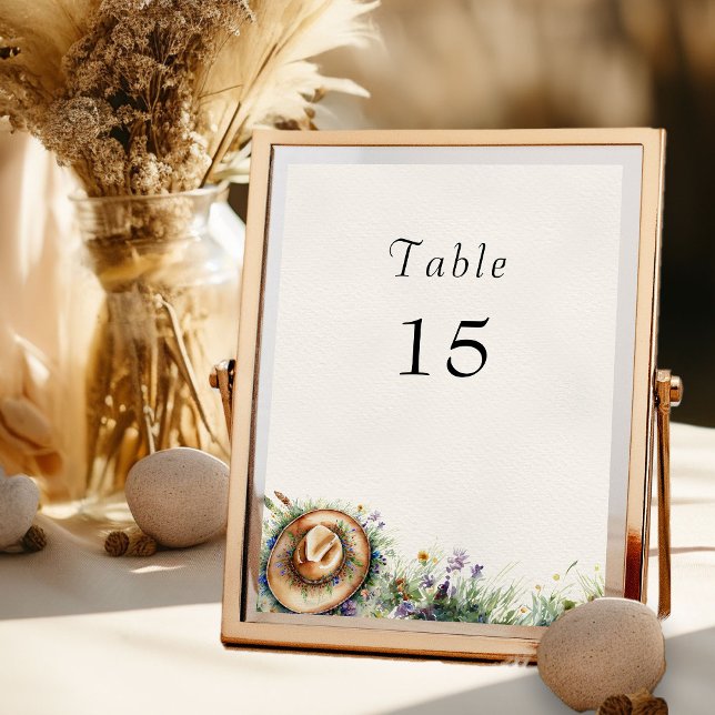 Wildflower Cowgirl Rustic Floral Table Number (Table Number Card from my Wildflower Cowgirl Hat Quinceanera Collection
)