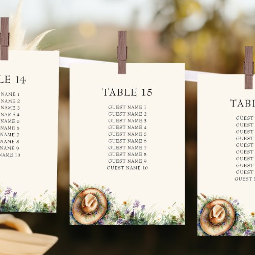 Wildflower Cowgirl Rustic Seating Plan Card