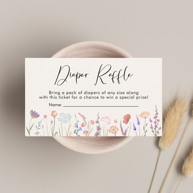 Wildflower Cream Diaper Raffle Baby Shower Enclosure Card (Creator Uploaded)
