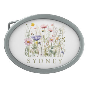 Wildflower Custom Name Belt Buckle