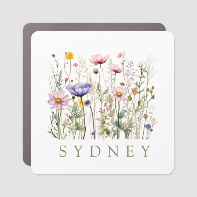 Wildflower Custom Name Car Magnet (Front)