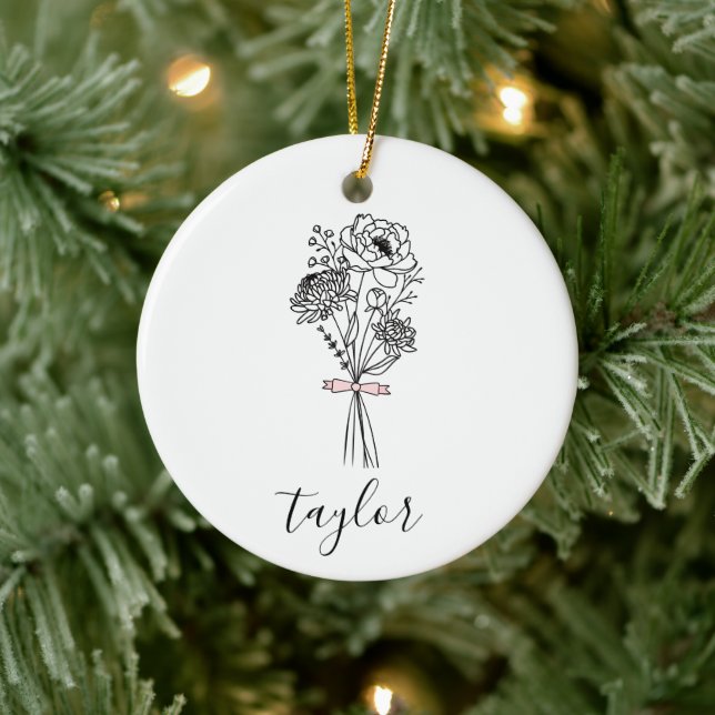 Wildflower Custom Name Ceramic Ornament (Tree)