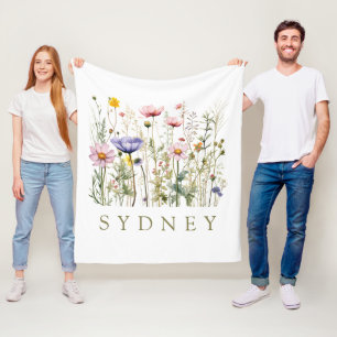 Wildflower Custom Name Fleece Blanket