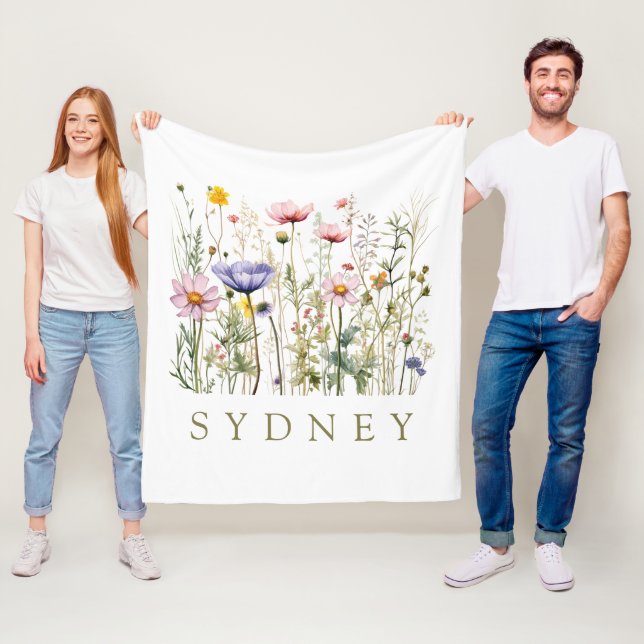 Wildflower Custom Name Fleece Blanket (In Situ)