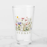 Wildflower Custom Name Glass<br><div class="desc">Beautiful Watercolor Wildflower Botanical Garden</div>