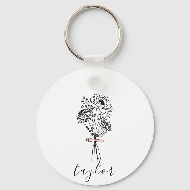 Wildflower Custom Name Keychain (Front)