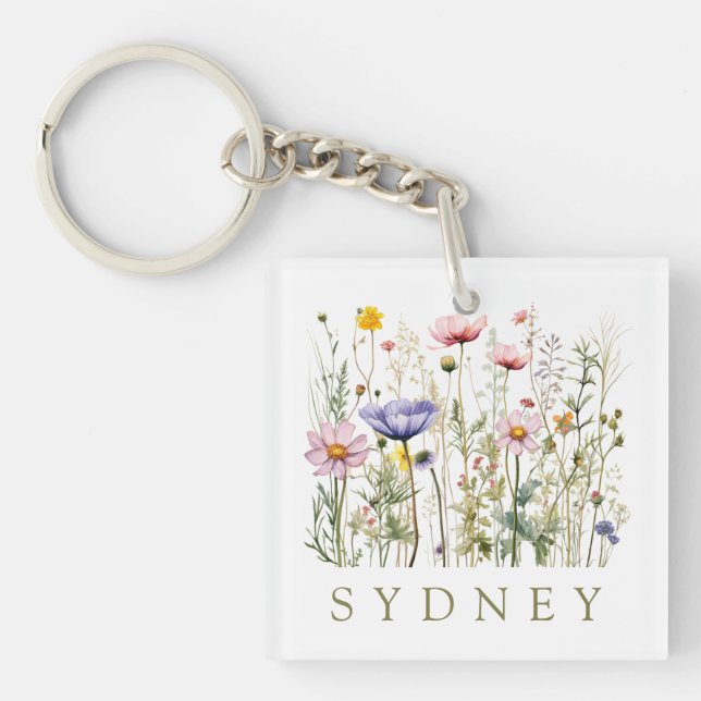 Wildflower Custom Name Keychain (Front)