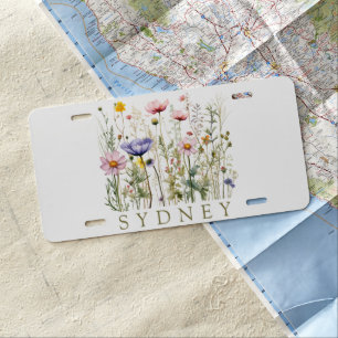 Wildflower Custom Name License Plate