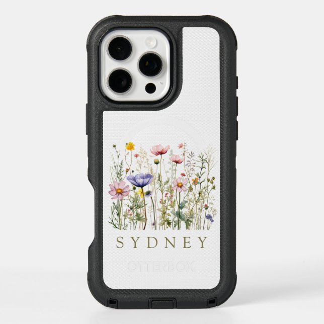 Wildflower Custom Name Otterbox iPhone Case (Back)