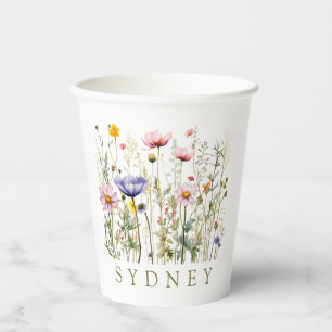 Wildflower Custom Name Paper Cups