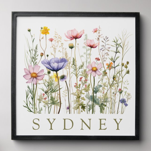 Wildflower Custom Name Peel And Stick Photo Tile (Front Set)