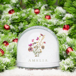 Wildflower Custom Name Snow Globe