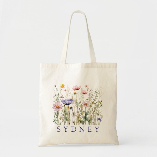 Wildflower Custom Name Tote Bag (Front)