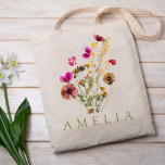 Wildflower Custom Name Tote Bag<br><div class="desc">Personalized tote bags are perfect for yourself,  or as a gift! These are also the perfect bride's gift or proposal gift.</div>