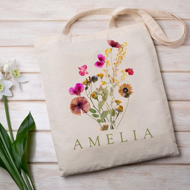 Wildflower Custom Name Tote Bag (Creator Uploaded)
