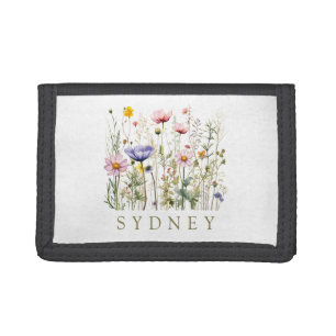 Wildflower Custom Name Tri-fold Wallet