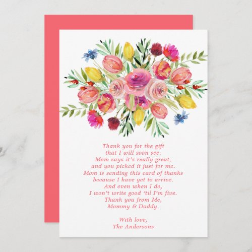 Wildflower Cute Floral Baby Shower Thank You Card