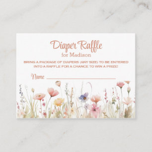 Wildflower Cute Girls Baby Shower Diaper Raffle Enclosure Card