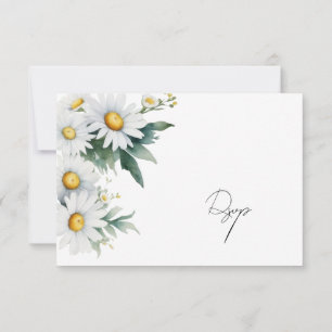 Wildflower daisies rsvp with meal choices card