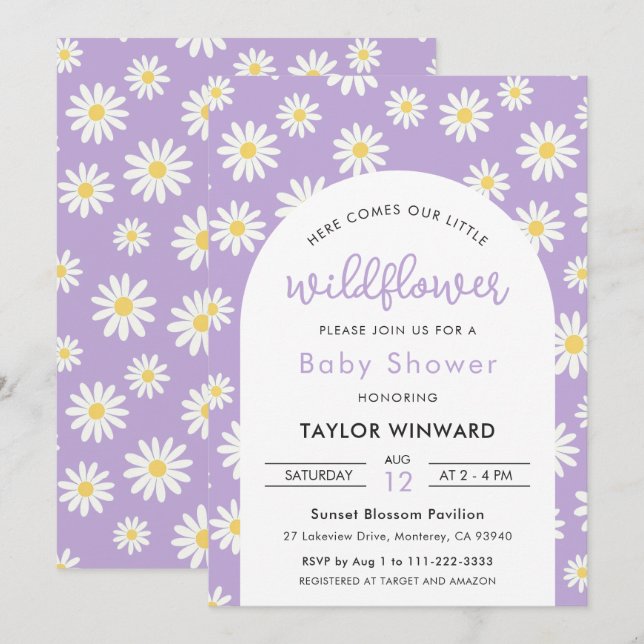 Wildflower Daisy Baby Shower Invitation (Front/Back)