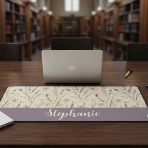 Wildflower Daisy Cottagecore Floral Monogram Desk Mat