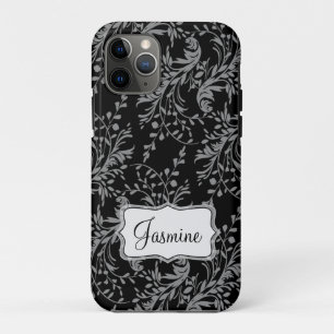 Wildflower damask black gray named iPhone 11 pro case