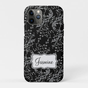 Wildflower damask black gray named iPhone 11 pro case