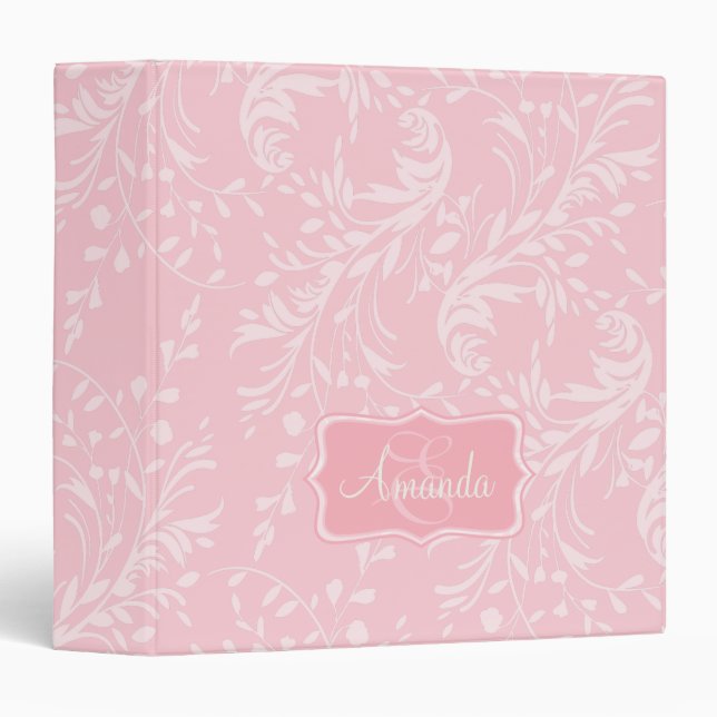 Wildflower damask pattern pink named folder (Front/Spine)