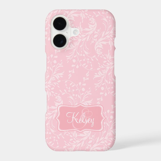 Wildflower damask patterned pink name case (Back)